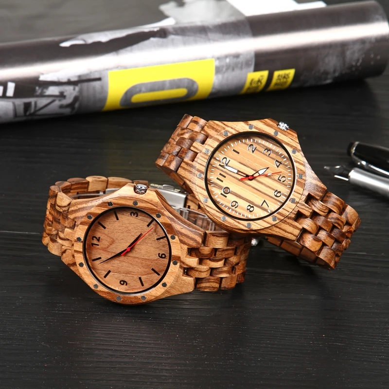 

Lightweight Full Wood Wristwatch Wooden Watches Men Handmade Creative Dial Watch with Box Clock Male reloj mujer 2019 News 16084