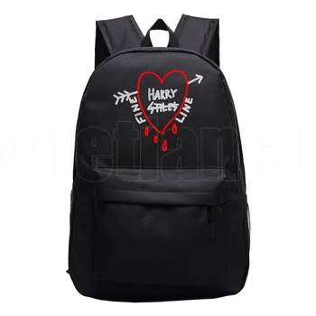 

Hip Hop Harry Styles Backpack Treat People with Kindness Schoolbag Black Bookbag School Bags for Teenage Girls Fine Line Bag