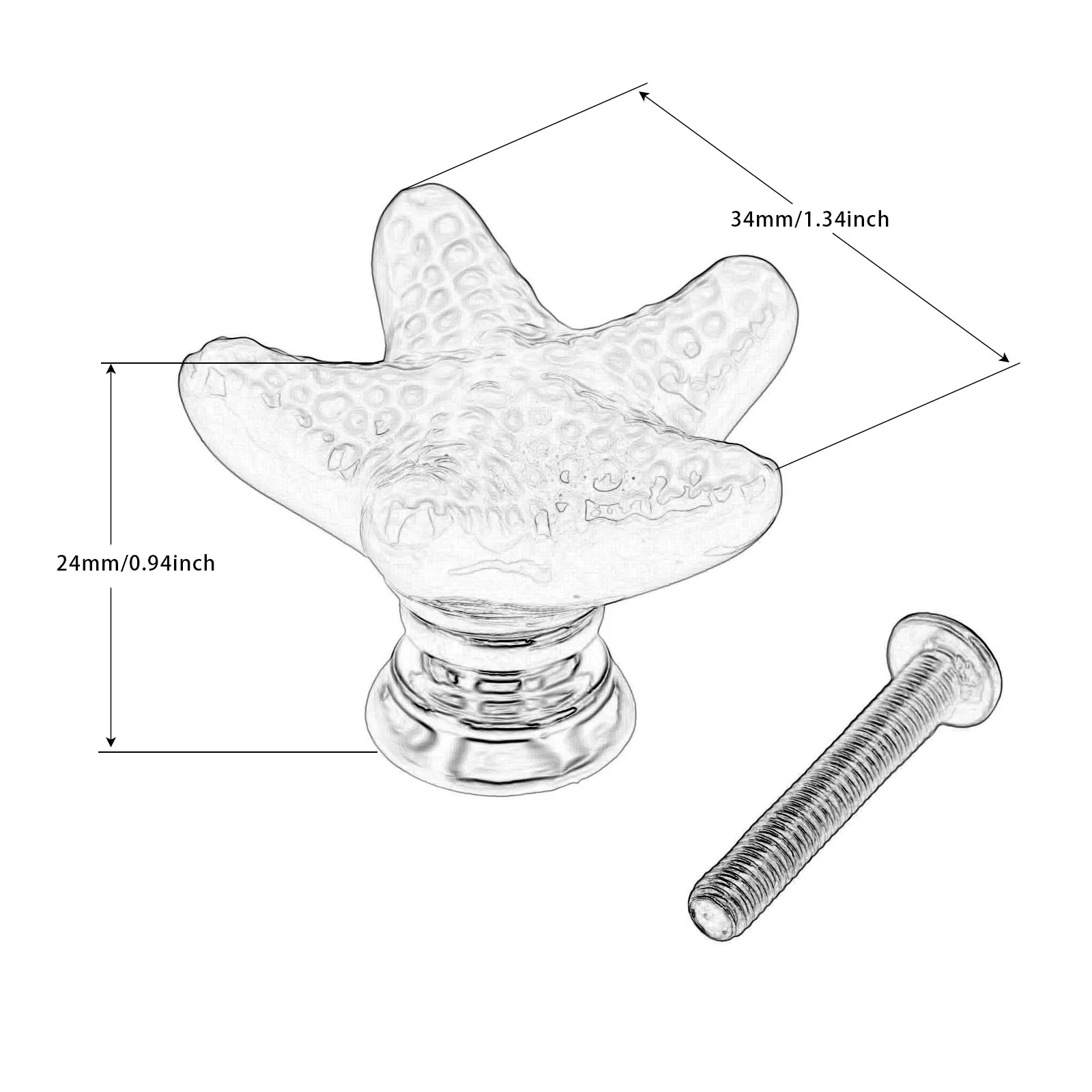 Furniture knobs 1x starfish ceramic drawer knobs cabinet pulls kitchen cupboard handles decorative furniture knob