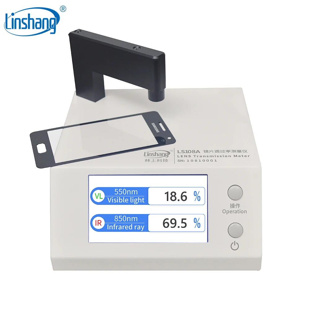 Linshang LS108A измеритель передачи стеклянных линз для мобильного экрана расположение
