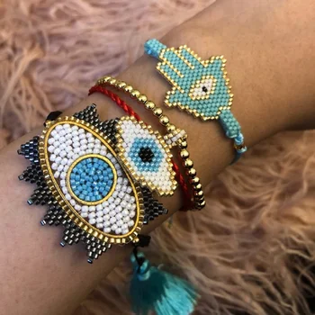 

Go2boho Hot Bracelet Women MIYUKI Turkish Lucky Evil Eye Bracelets Pulseras Mujer 2020 Femme Fatima Hamsa Hand Jewelry Bileklik