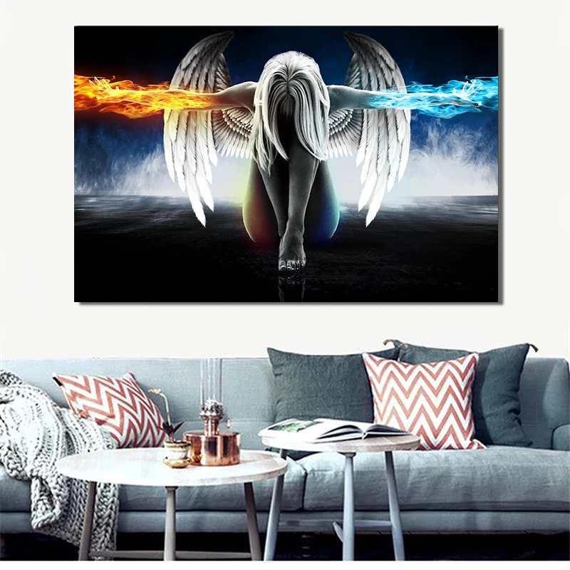

Anime Angel Girl Wings Canvas Painting Abstract Posters and Prints Wall Decoration Art For Modern Living Room Home Decor Cuadros