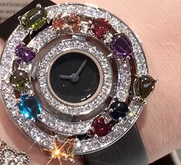 Новинка, кожаный ремешок для часов orologi, циркониевый камень, кварцевые наручные часы, круглый черный/белый циферблат, часы для женщин - Цвет: BLACK AND SILVER