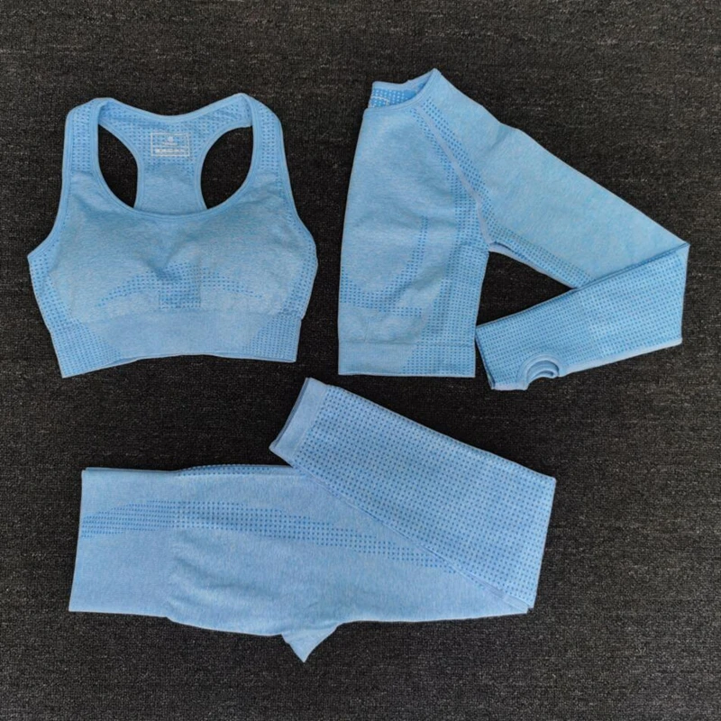 

2020 Women Seamless yoga set Fitness Sports Suits GYM Cloth Yoga Long Sleeve Shirts High Waist Running Leggings Workout clothing