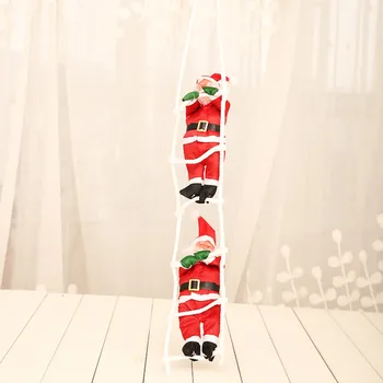 

Behogar Christmas Xmas 2 Santa Claus Climbing Ladder Ornament Decoration for Home Office Shop Window Party Decor 60cm Length