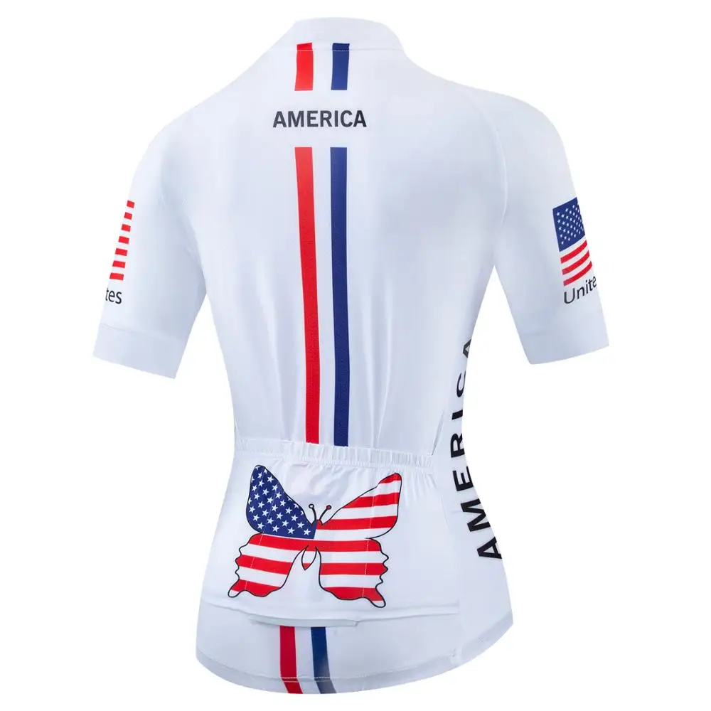 Велоспорт Джерси для женщин Pro Team США дорожный велоодежда MTB велосипед одежда короткий рукав Майо Ropa Ciclismo мотокросса белый