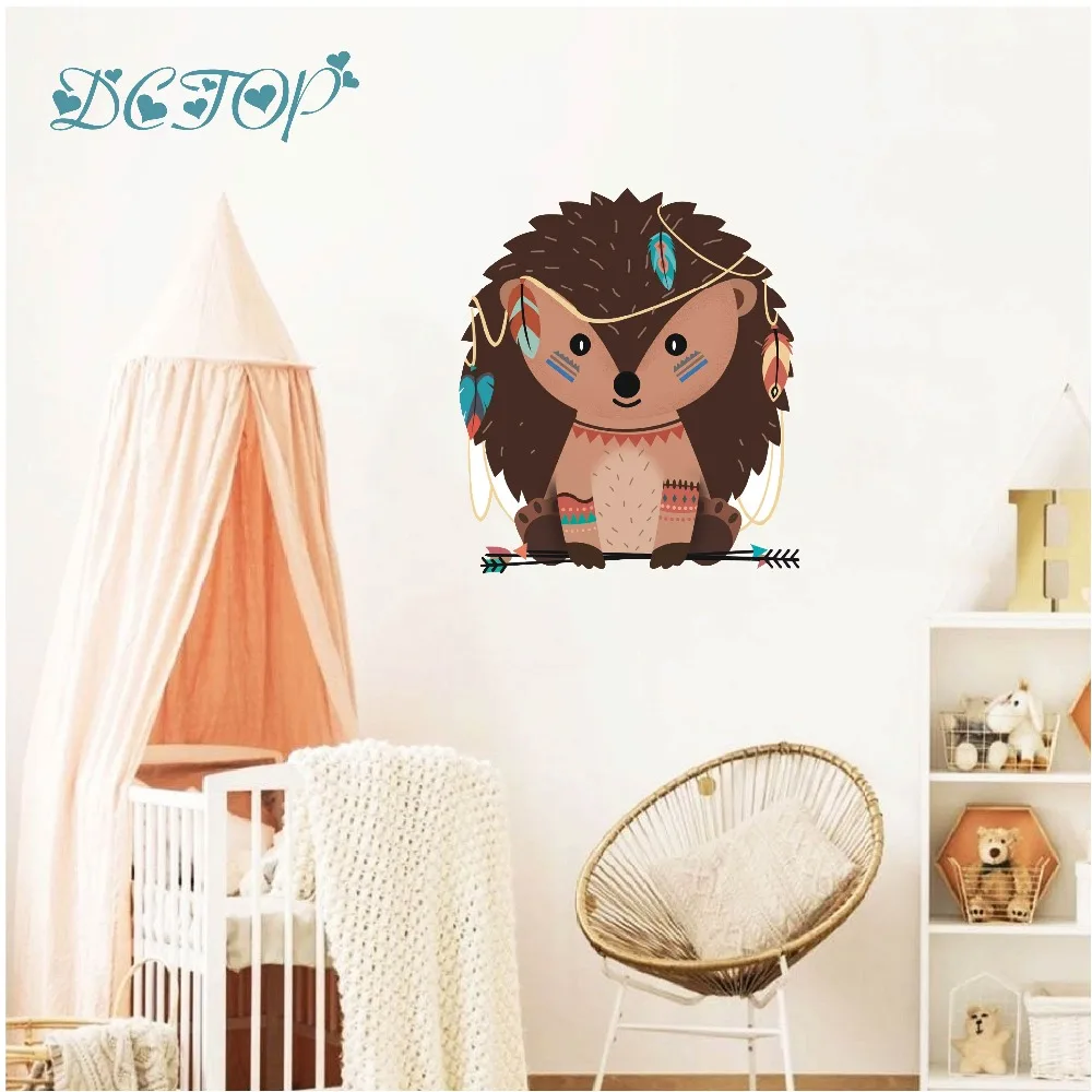 Cute Tribal Squirrel Deer Bear Hedgehog Forest Animal Wall Decals Stickers For Kids Nursery Room Home Mural DIY Art Vinyls Decor (5)