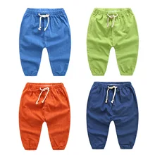 Хлопковые льняные противомоскитные штаны Новые Летние Стильные штаны из чистого льна и хлопковый фонарь детские штаны для кормления штаны для мальчиков