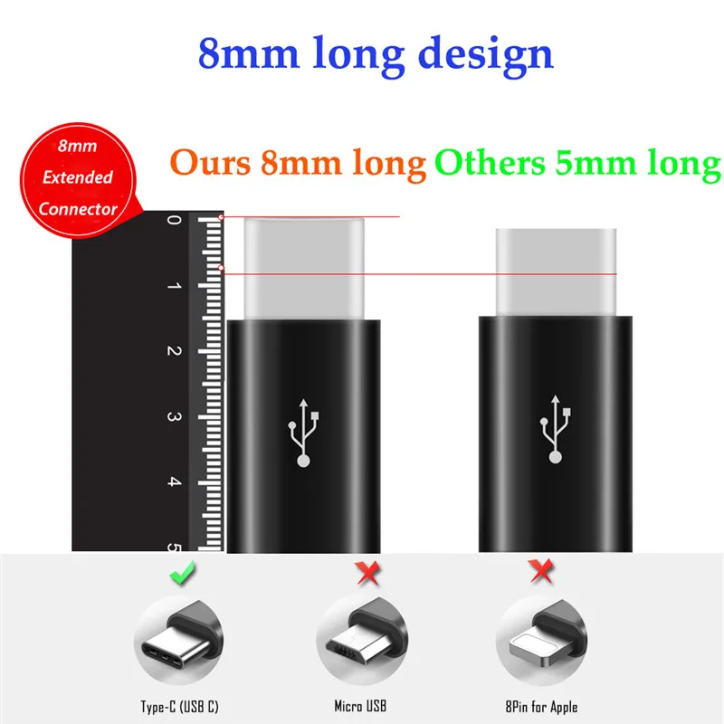 Адаптер usb type C для Oukitel K5000 WP5000 K10 U25 Blackview BV9900 BV9600 Micro USB Female To type-C конвертер Кабель-адаптер