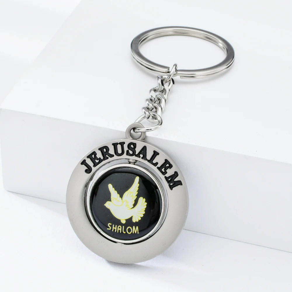 01 Vicney New Israel Jerusalem брелок для ключей Peace Pigeon SHALOM, брелок для мужчин и женщин, цинковый сплав, автомобильный брелок, ювелирные кольца подарочные - Цвет: 01