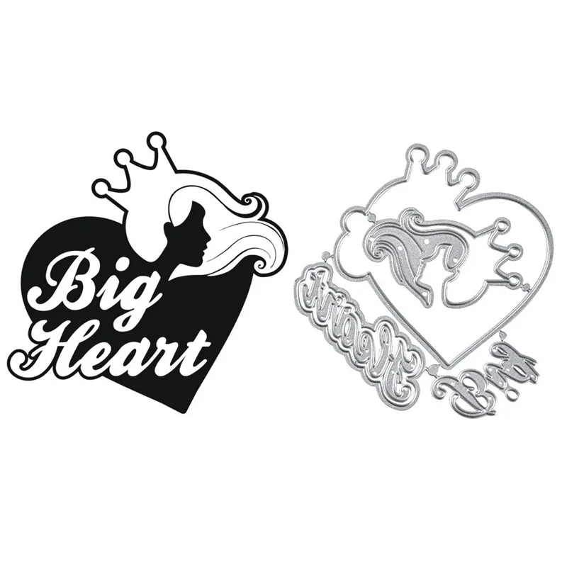 

YaMinSanNiO Queen In The Heart Metal Cutting Dies for Card Making Scrapbooking Embossing Diecut Crafts Big Heart Letter Dies New