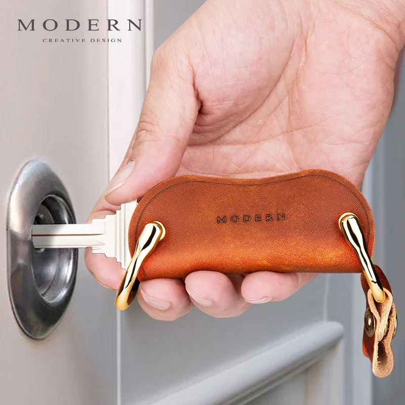 

Modern Brand New Genuine Leather Smart Key Wallet DIY Keychain EDC Pocket Car Key Holder Key Organizer Holder