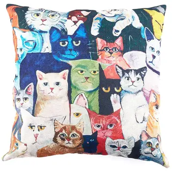 

flax decorative pillow case cushions 45*45cm cat pattern