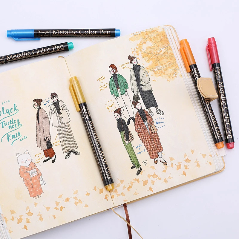 12/20 Colors Metallic Soft Brush Marker Pen Birthday Gift Card Making Metallic Color Art Pen DIY Photo Album Glass Wine - Image 2