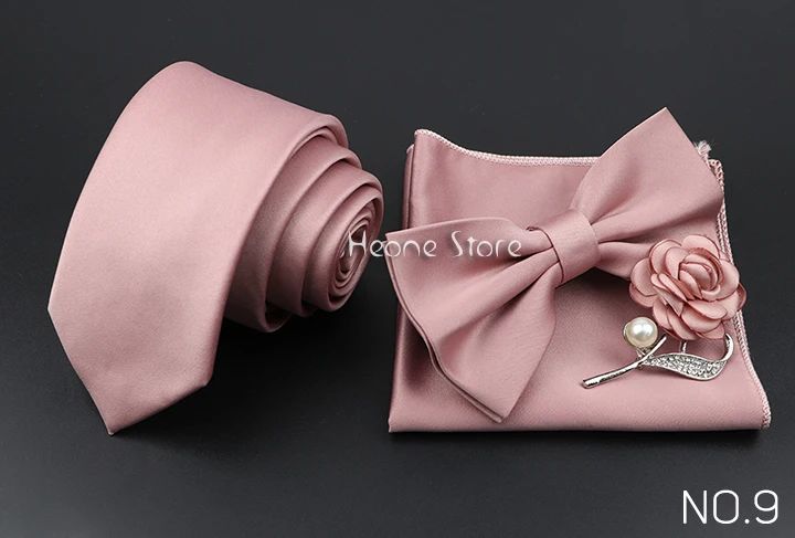 Einfarbig Krawatte Set Für Männer Salbei Grün Rosa Blume Pin Krawatte Einstecktuch Manschettenknöpfe Brosche Set Bräutigam Anzug Hochzeit Hemd Zubehör – Detail 10