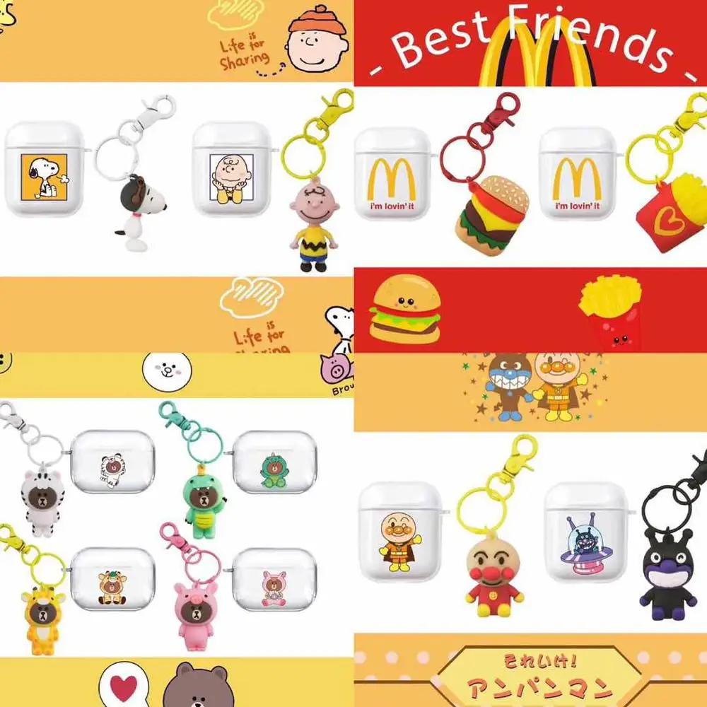 

Cute For Airpods pro Case Silicone For Apple Airpods2 1 Case Funny Cartoon Soft Earphone Protect Cover airpods 3 With pendant