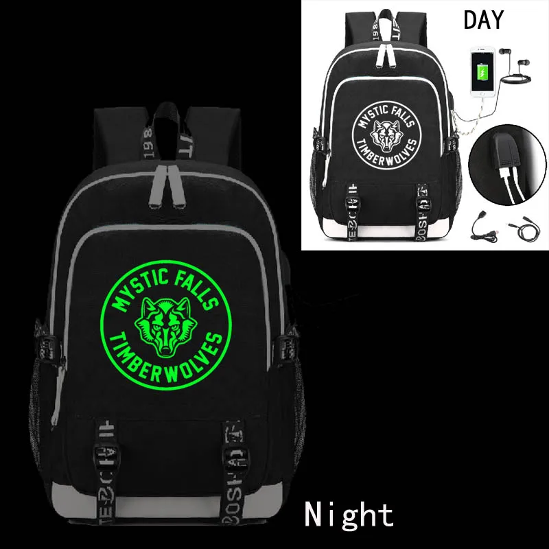 

The Vampire Diaries Backpack with USB Charging Port and Lock &Headphone interface for College Student Work Men & Women