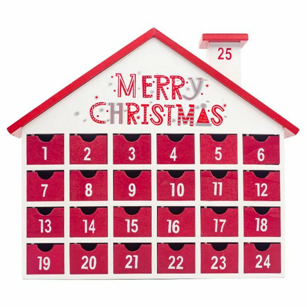 

Christmas Gift Toys Wooden Calendar Decor Storage Box Candy Countdown Home Ornament Children Table 24 Drawers Advent