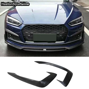 

A5 S5 With Sline Carbon Fiber Front Fog Lamp Eyelid Auto Car Splitter Cover trim Wind Knife for Audi S5 S-line 2017-2019 Only