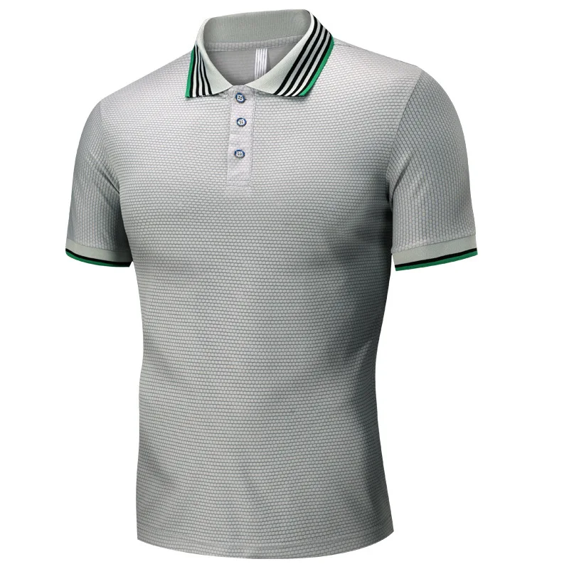 MEN'S Short Sleeve Polo Shirts 19 Summer Wear Viscose Quick-Dry Shirt Collar Tops Youth Casual Solid Color Men's T-shirt