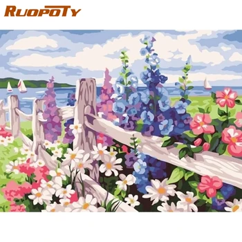 

RUOPOTY Frame DIY Painting By Numbers Flowers Kit Modern Handpainted Oil Painting Home Diy Craft Home Garden Wall Art Picture