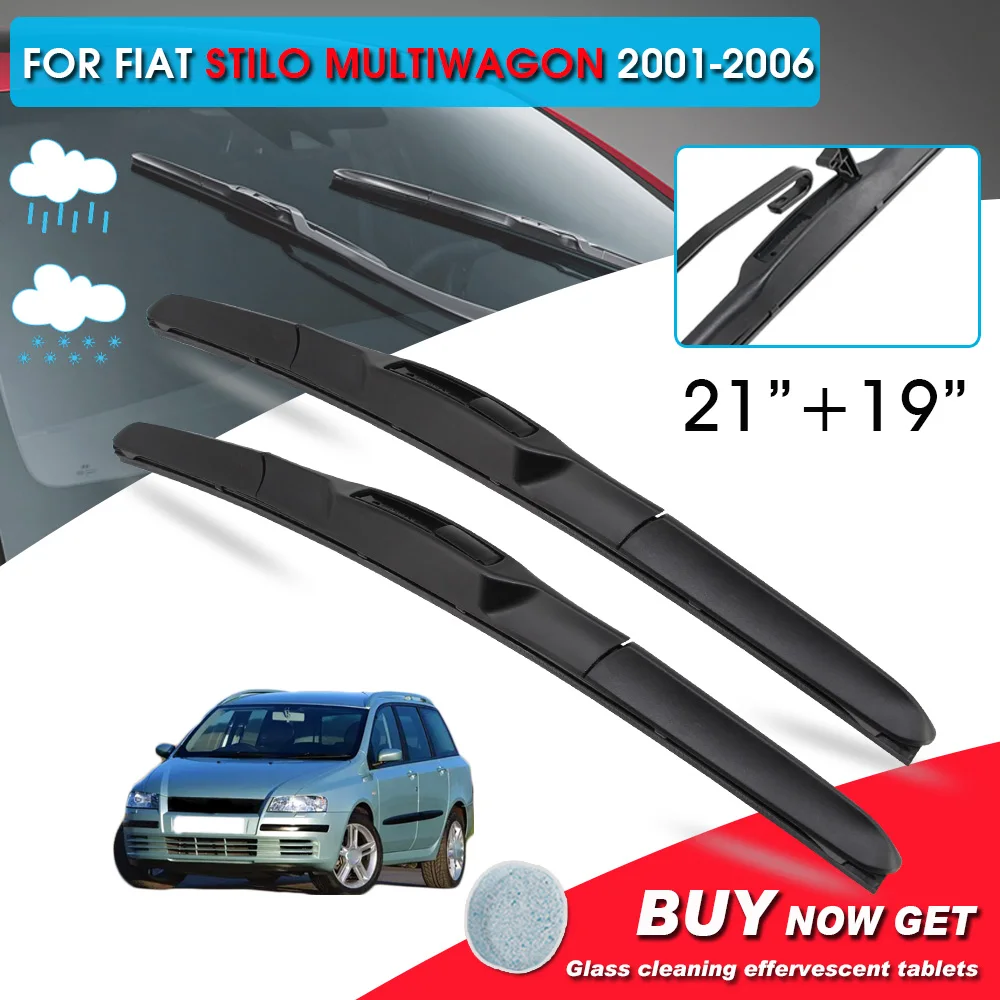 

BROSHOO Car Window Windshield Wipers Blade For Fiat Stilo MultiWagon 21"+19" LHD&RHD Car Model Year 2001-2006 Auto Accessories