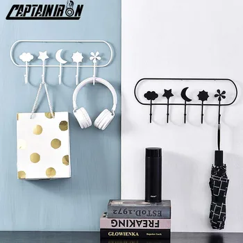 

CAPTAINIRON Wall Hanging Hook Iron Key Holder Metal Wall Decoration Perchero Hat Rack Hanger for Home Decor Bathroom Accessories