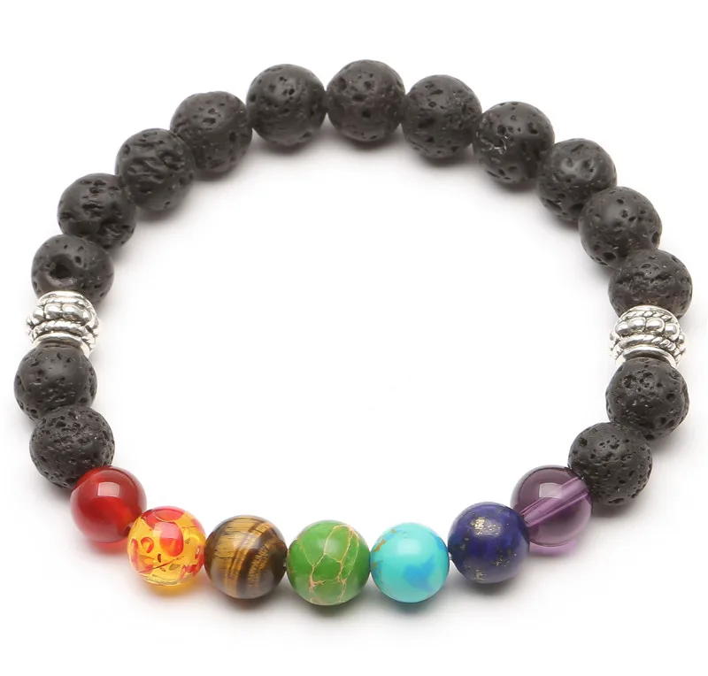 7 Chakra Bracelet Men Black Lava Healing Balance Beads Reiki Buddha Prayer Natural Stone Yoga Bracelet For Women 2020 Newst