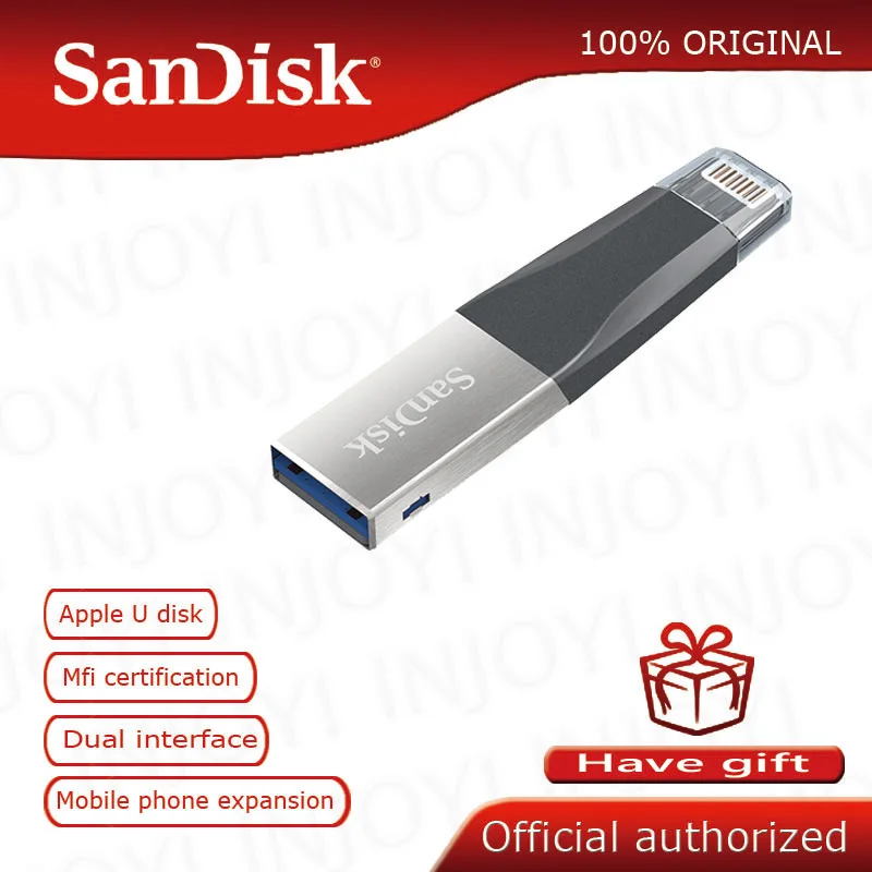SanDisk 128 Гб OTG USB флеш-накопитель USB флешка 64 ГБ 16 ГБ флеш-накопитель 3,0 флешки 32 Гб двойной интерфейс для iPhone iPad APPLE MFi