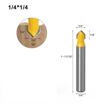 

6Pcs 1/4inch Shank Carbide 90 Degree V-Groove And Round Nose Groove Router Bit For CNC Router Machine