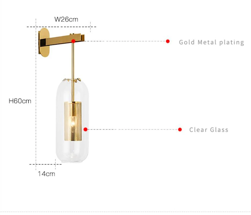 Креативный дизайн, прозрачный стеклянный настенный светильник, современные настенные лампы, AC110V-220v, золотой настенный светильник, светильник, лампа для спальни, внутренний светильник, ing