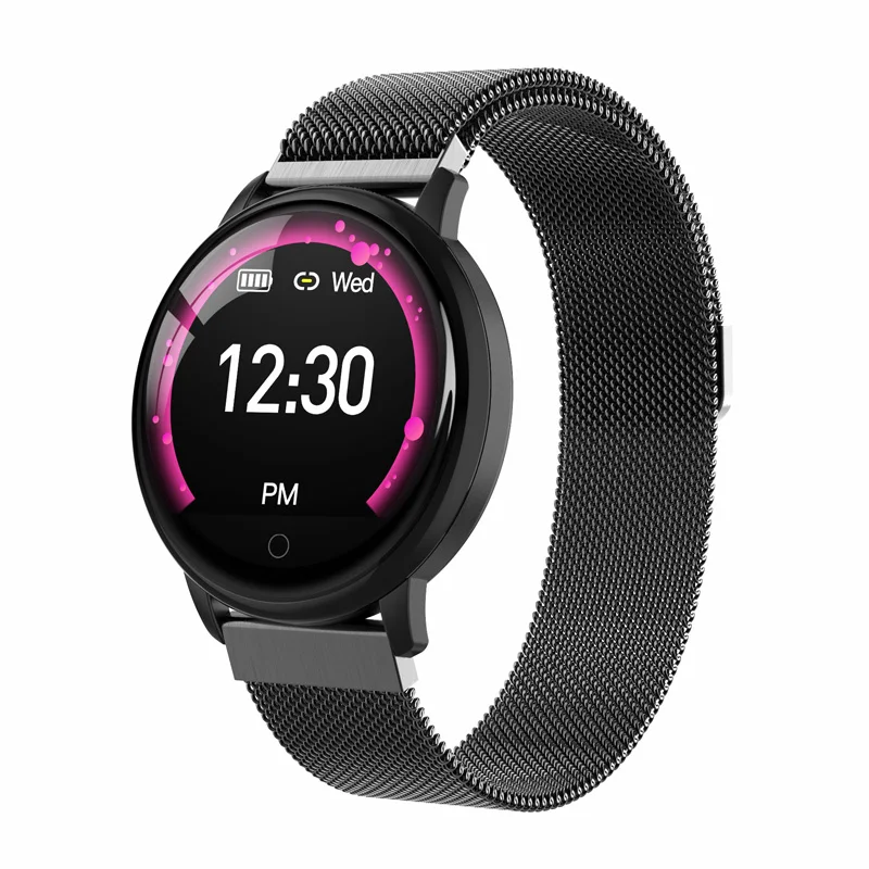 BLACK STEEL E38 Smart Watch Waterproof Sport Band Blood Pressure Heart Rate Monitor 1.22 Smartwatch Men Women Steel Bracelet for IOS Android - Цвет: BLACK STEEL
