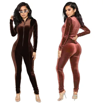 

2020 Jumpsuits For Women Long Sleeve High Waist slim solid color Jumpsuit Long Slim Leg Fashion Women Clothes Solid Skinny