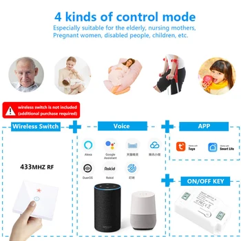 

WiFi+433 Remote Control Tuya WIFI Smart Switch Module Support Google Home Amazon Alexa