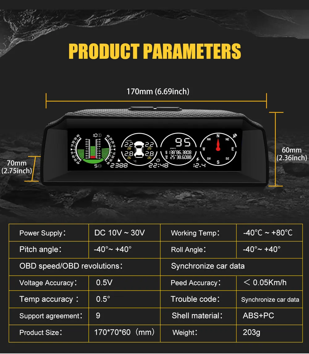 AUTOOL X91 GPS HUD TPMS автомобиль умное Вождение Многофункциональный Балансирующий