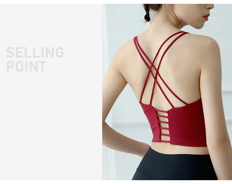 Women's Sports Bra Yoga Brassiere Elastic Fitness Sports Top Female Sport Yoga Bra with Chest Pad Sexy Push Up Sport Bra