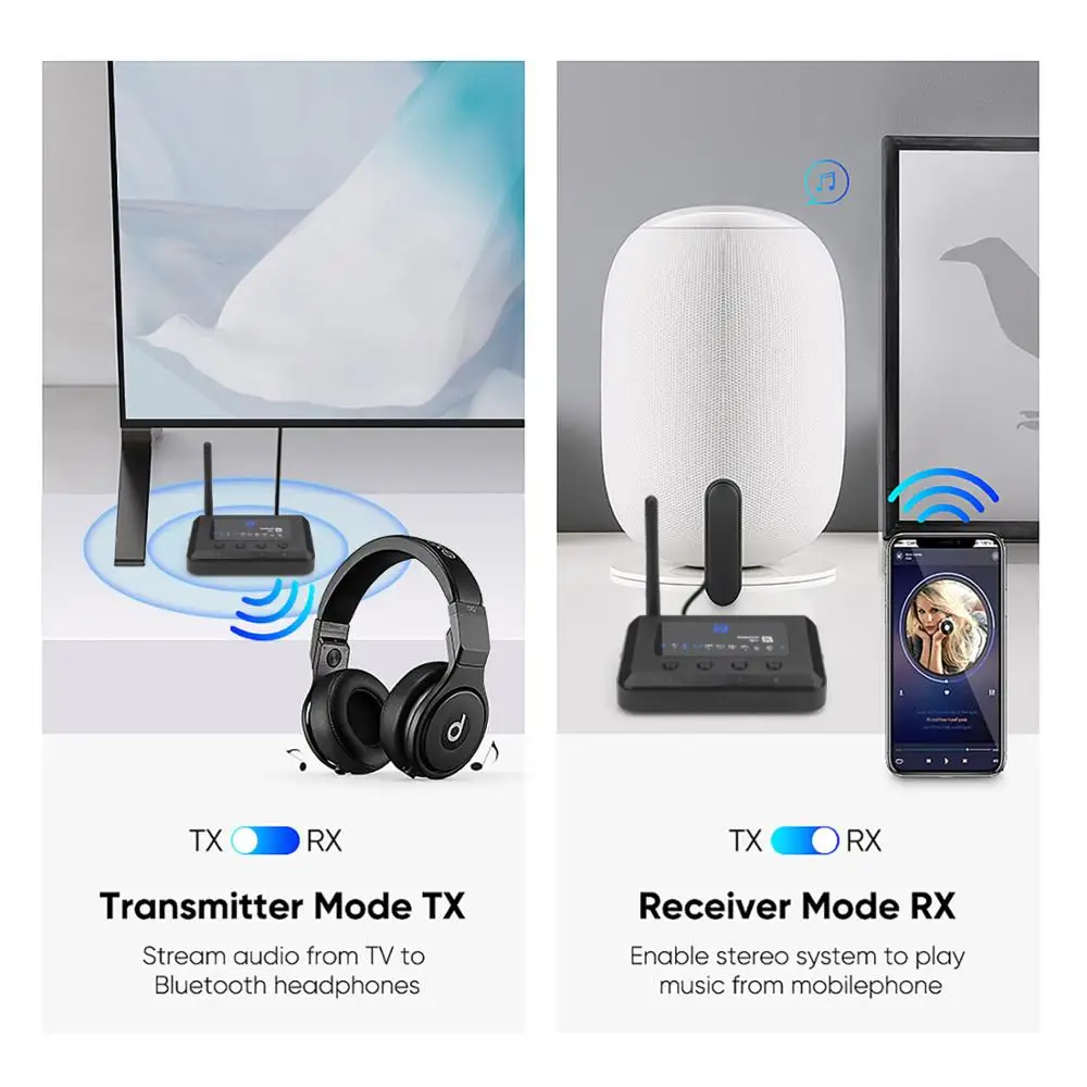  MR265 Bluetooth 5.0 HD Audio ricevitore trasmettitore aptX LL/HD 2-In-1 Ricevitore Audio Adattatore