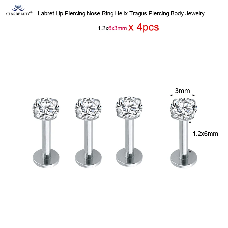 Gem 1.2x6x3mm Starose 4 шт. 16 г 2~ 5 мм кристалл Лабрет пирсинг для губ комплект мяч ноздри пирсинг для пупка серьги-спирали пирсинг для ушей кольцо для носа - Окраска металла: Gem 1.2x6x3mm
