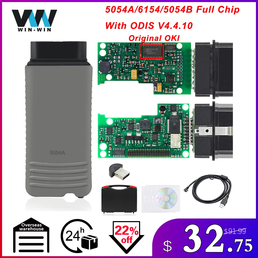 OKI Full Chip VAS 5054A ODIS 4.4.10 Bluetooth OBD Diagnostic Tool VW AUDI SKODA