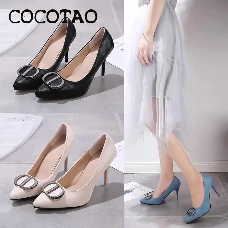 

2020 Autumn And Winter Temperament Lady Small Fragrance Style Fashion Wild Professional Student Chair Work Shoes Fine Heels Tide