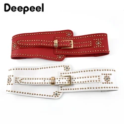 Deepeel 1pc 12*100-135cm Women Fashion Rivets Wide Cummerbunds Female Corset Waistband Plus Size Decorative Elastic Corsets Belt