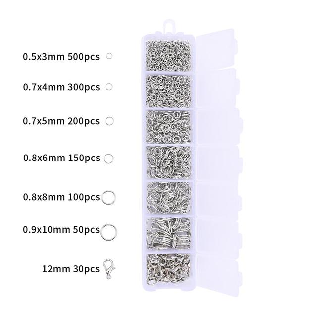 Findings Tools Set 3-10mm Open Jump Rings Split Rings & Lobster Clasp For DIY Jewelry Making Supplies Kit