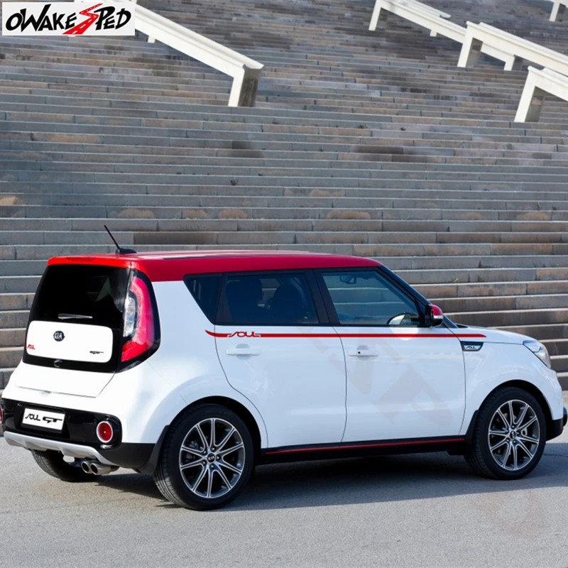  Car Body Sticker Side Stripes Graphics Vinyl Decals Waist Line Decor Stickers For Kia Soul 2008-201