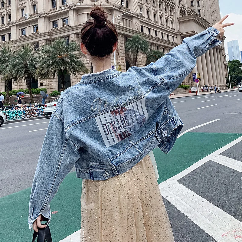 

2019 Autumn Clothing Jeans Coat Women's Korean-style Loose-Fit Long Sleeve Washing Versatile Short Jacket on Clothes
