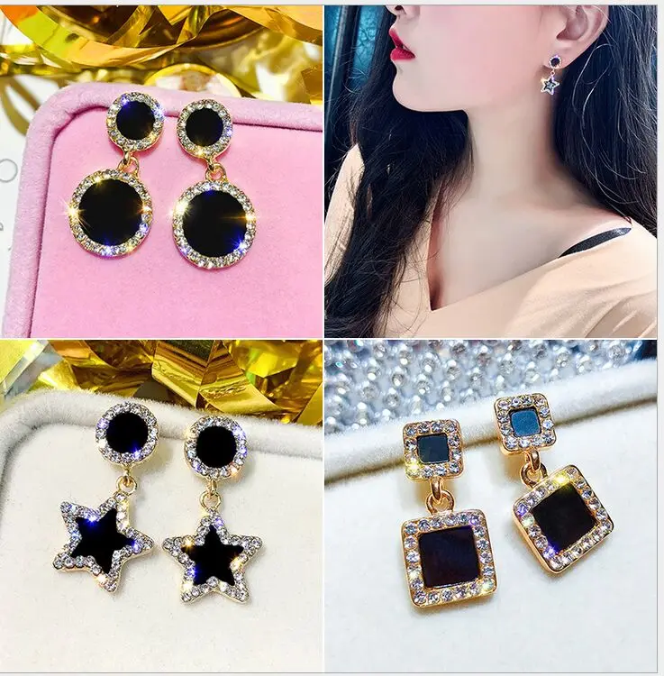 3 стиля масло капельного металла круг корейский Многослойные Bling Кристалл