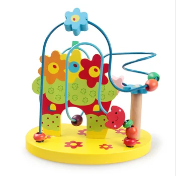 

Baby Cognition Toys Bead Maze Wooden Toys Third-Line Flowers Around The Beads Frame Diy Early Childhood Educational Gifts