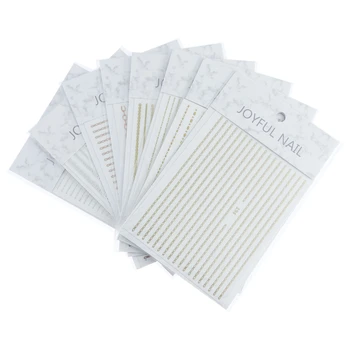 

10 PCS 8cm 3D Foil Stripe Nail Sticker White Gold Silver Curve Lines Adhesive Striping Tape Art Decoration Decals Accessories