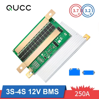 

Qucc 3S 4S 12V BMS 250A Lifepo4 Lipo Lithium Li ion Battery BMS High Power Balance Protection Board Module Equalizer PCB PCM