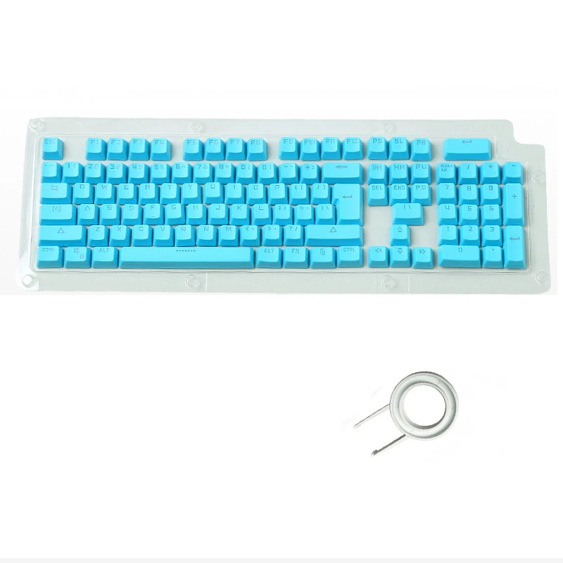 PBT-Blue 104 английские клавиши ABS PBT для механической клавиатуры, совместимые с переключателями MX, прозрачная поддержка светодиодного освещения - Цвет: PBT-Blue