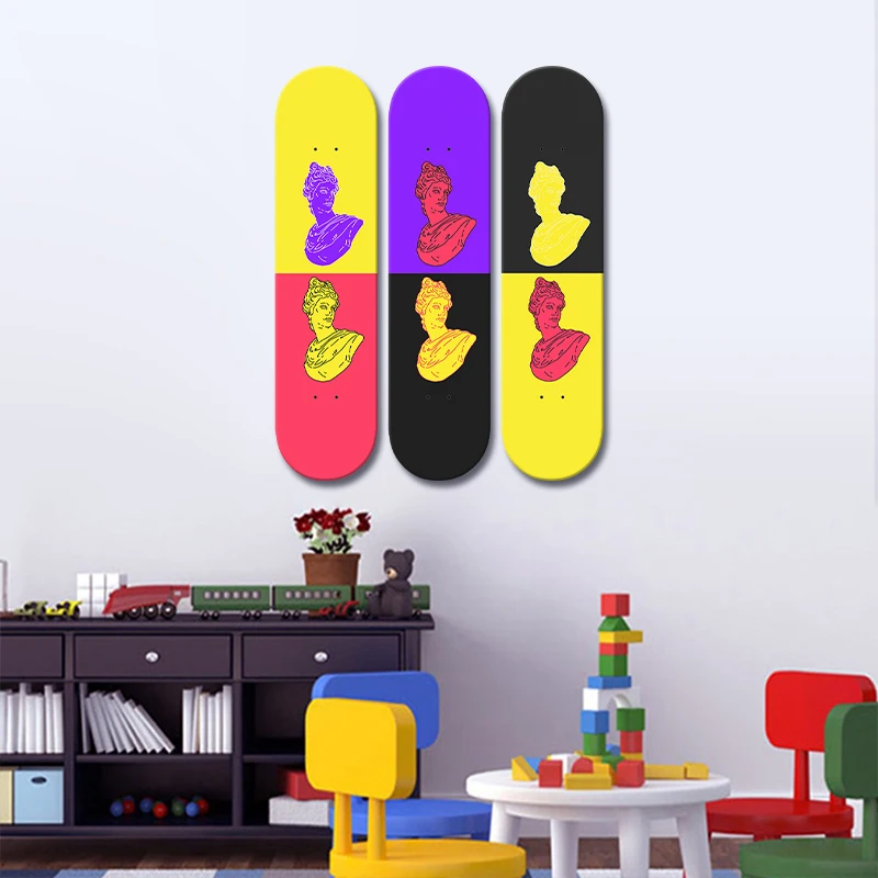 

Pop Art Decor Wall Hanging Skateboard Sculpture of David Skate Deck Mural Wall Art for Room Ornaments Gifts Men Cave Decoration